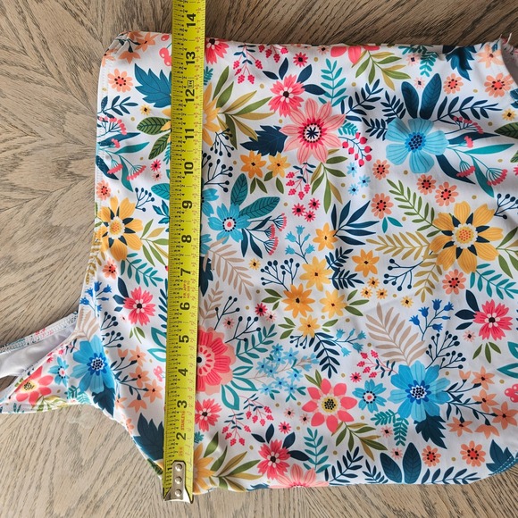 Cottagecore Floral One Shoulder Swimsuit Womens M Multicolor High Cut One Piece - Picture 10 of 10